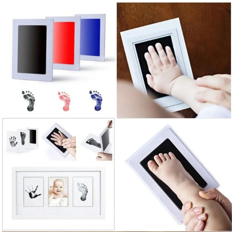 Baby DIY Hand And Footprint Kit Ink Pad Newborn Handprint Souvenir Accessories Toddlers Photo Frame Wash free Safe ink Gift