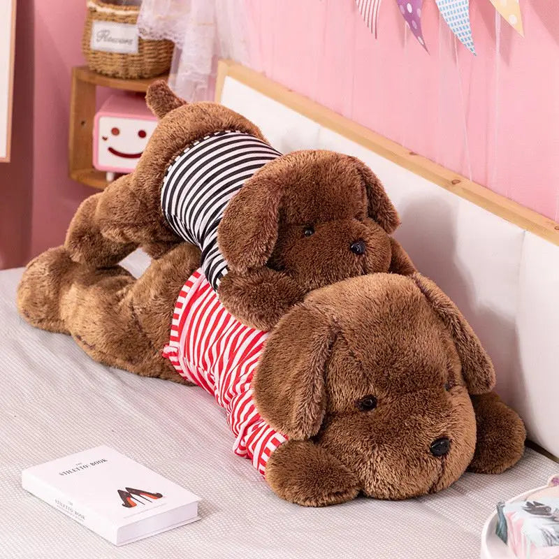 Giant Plush Toy Big Sleeping Dog Stuffed Striped T-shirt Puppy Dog Soft Animal Toy Soft Pillow Baby Girls Birthday Gift