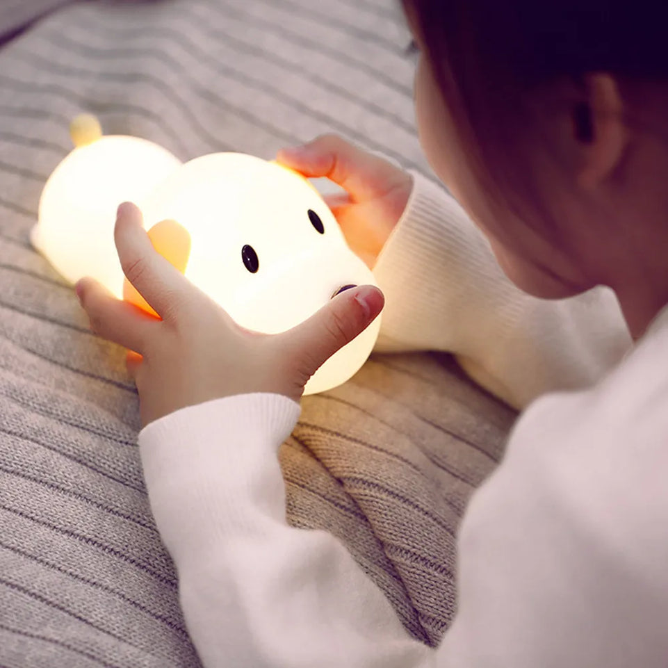 Puppy Lamp Silicone Dog LED Night Lights Touch Sensor Colors USB Rechargeable Bedside Mood Light for Children Baby Toy Gift