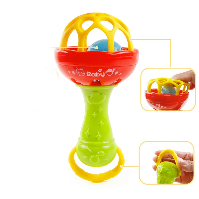 Baby Rattles Toys Intelligence Grasping Gums Plastic Hand Bell Rattle Funny Educational Mobiles Toys Baby Crib Toys 0-12 Months