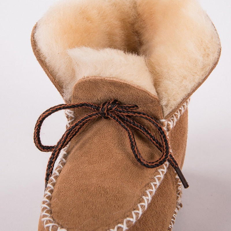 first walker shoe winter Baby Boots Genuine Leather Wool fur toddler girls soft Moccasins shoes plush Sheepskin Baby Boy booties